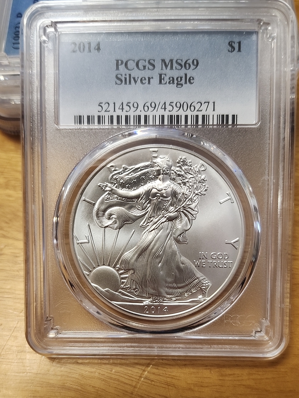 American Silver Eagle 2014 MS69 Silver Coin  PCGS Graded